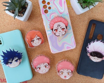 Cute anime phone grips | chibi sorcerers | first years jutsu | kawaii phone grip | weeb accessories | anime gift | jjk phone grip