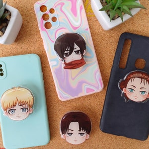 Cute anime phone grips | chibi titan soldiers |aot phone grips | aot phone case| aot gift