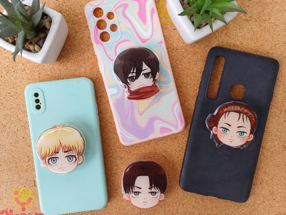Cute anime phone grips | chibi titan soldiers |aot phone grips | aot phone case| aot gift