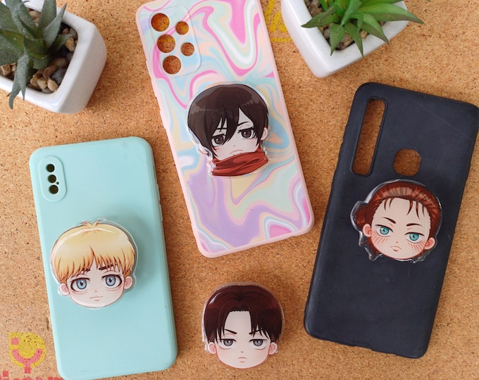 Cute anime phone grips | chibi titan soldiers |aot phone grips | anime gift | kawaii phone grip | anime fan gift | weeb gift | weeb accessor