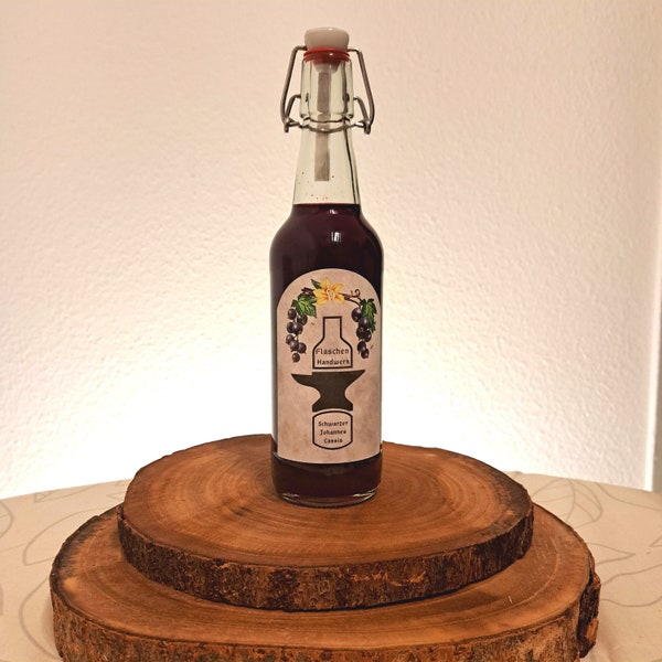 Cassis Likör, Schwarzer Johan 500 ml, handgemacht, in wieder verwendbarer Bügelflasche                   (mehr ist in Arbeit)