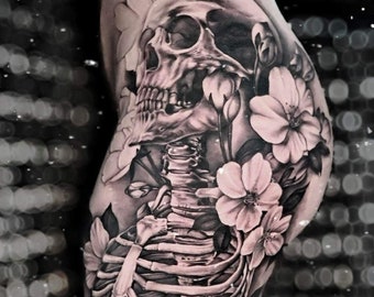 Beautiful Sensual and Feminine Skull and Skeleton Body Tattoo - Etsy