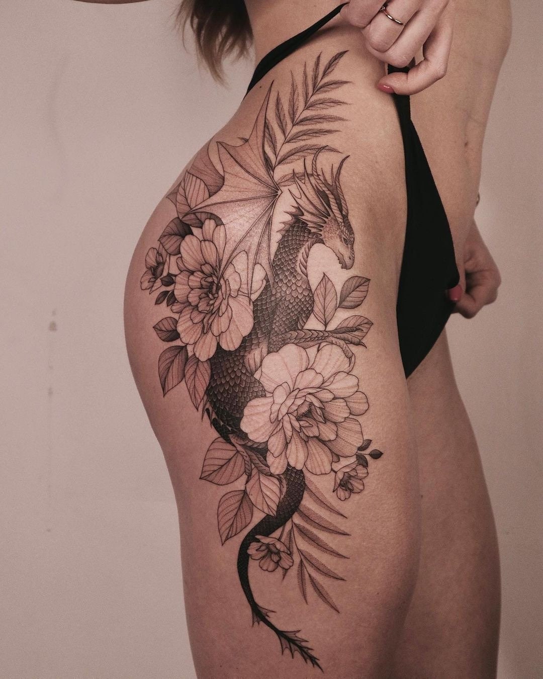 Get This Sensual and Feminine Dragon With Flowers Design. Show - Etsy Israel