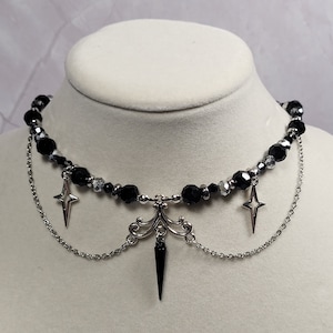 Ethereal Gothic Choker Necklace, y2k necklace, Fairy core necklace, Beaded necklace, Handmade necklace, 90s Vibes