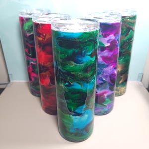 Colorful Marble Alcohol Ink Tumbler, Handmade 20 oz. Tumbler Gift