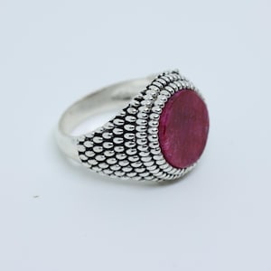 Bague rubis indien, argent sterling 925, bijoux pour homme faits main en pierres précieuses rouges