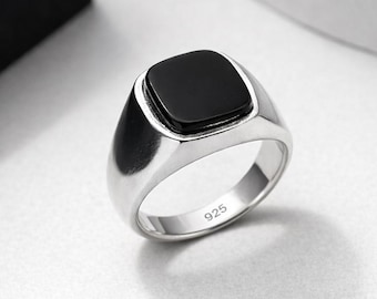 Men's Black Onyx 925 Sterling Silver Statement Ring