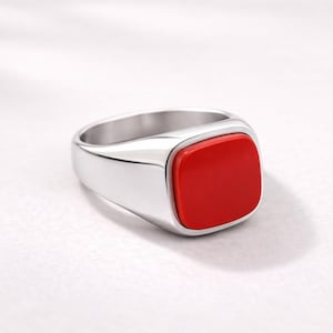 Red Coral 925 Sterling Silver Ring Handmade Gemstone Men's Ring