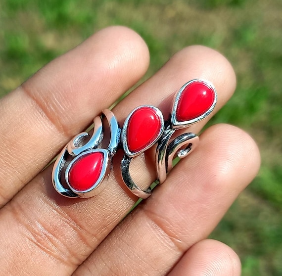 Bague corail rouge hotsell