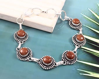 Handmade Sunstone Bracelet: 925 Sterling Silver, Minimalist Gemstone