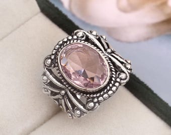 Pink Kunzite Ring: Handmade 925 Sterling Silver Gemstone
