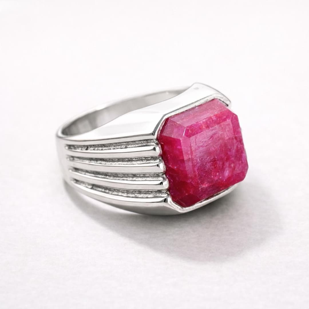 Silver Rube Rings 925 Sterling Silver Ruby Ring, Handmade Statement Natural Gemstone ...