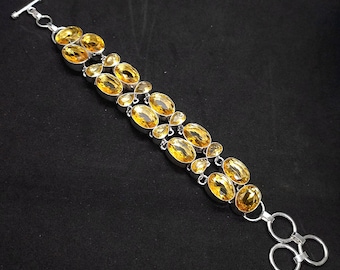 Handmade Citrine Bracelet: Natural Gemstone, 925 Sterling Silver