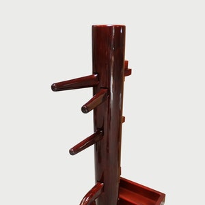 Wing Chun Wooden Dummy Open Base Red Wine Color