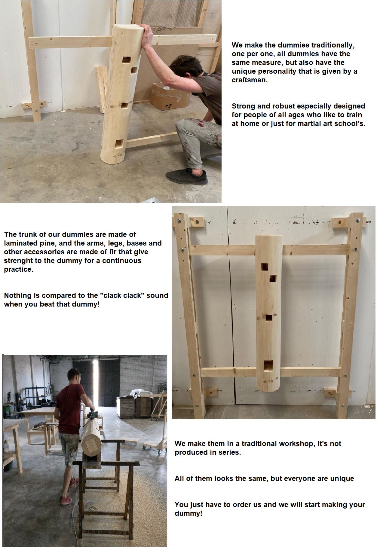 Wing Chun Wooden Dummy - Manichino Legno Per Allenamento Tradizionale Personalizzabile - Foto 7