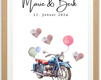 Hochzeitsgeschenk Geld Motorrad - Personalisiert - Brautpaar