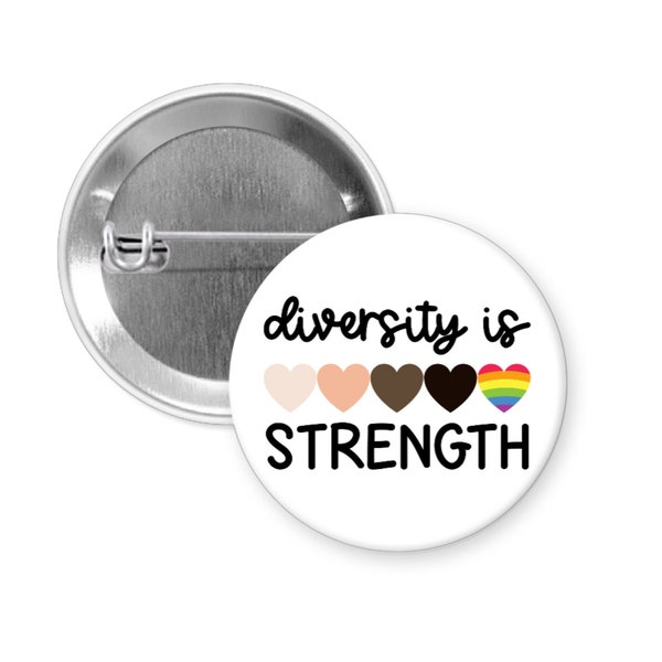 Diversity Is Strength Pin, Diversity and Inclusion Fridge Magnet, Equality Keychain, Anti Racism Pinback Button Badge, Compact Pocket Mirror