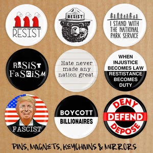 Resistance Pins, Magnets, Keychains, Mirrors, Equality and Inclusion Social Justice Revolution Button, National Park Service, Feminist Gifts