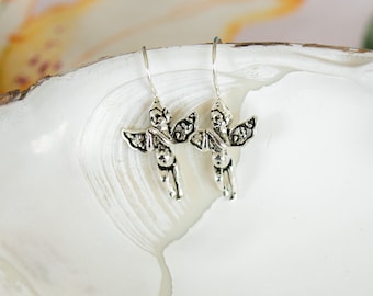 Sterling Silver Guardian Angel Dangle Earrings: Friendship Jewelry