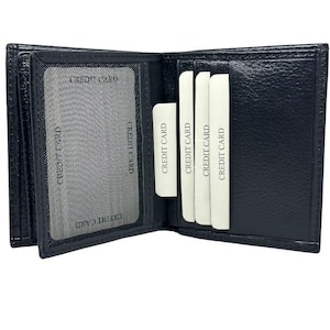 Genuine Leather Wallet – Black Bifold Card Holder, Slim & Stylish Handmade Gift