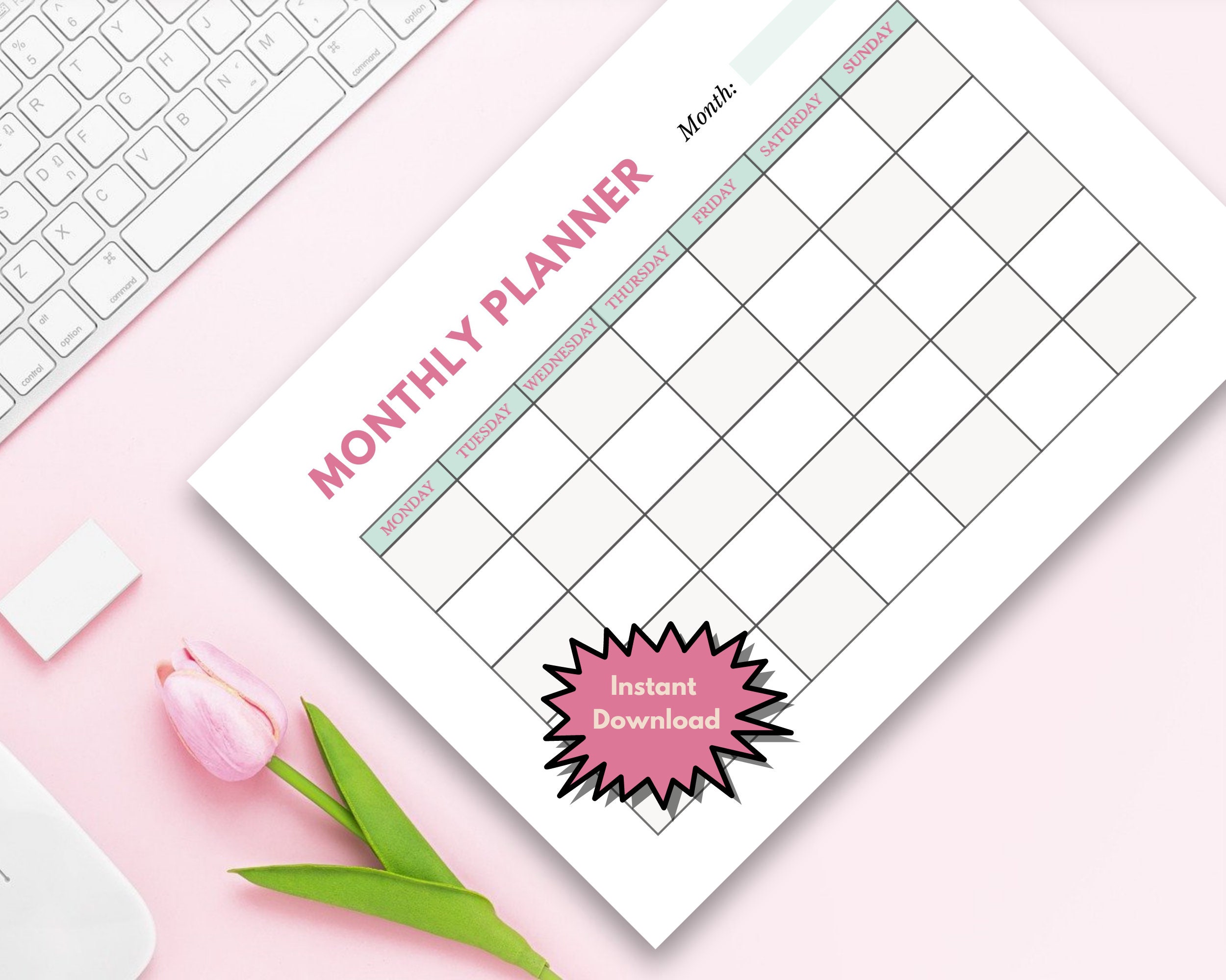 Blank Monthly Planner Printables Instant Download Printable Monthly ...