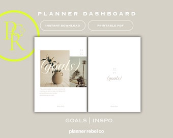 Personal Planner DASHBOARD | THE GOALS | Minimal | Quote | Pretty