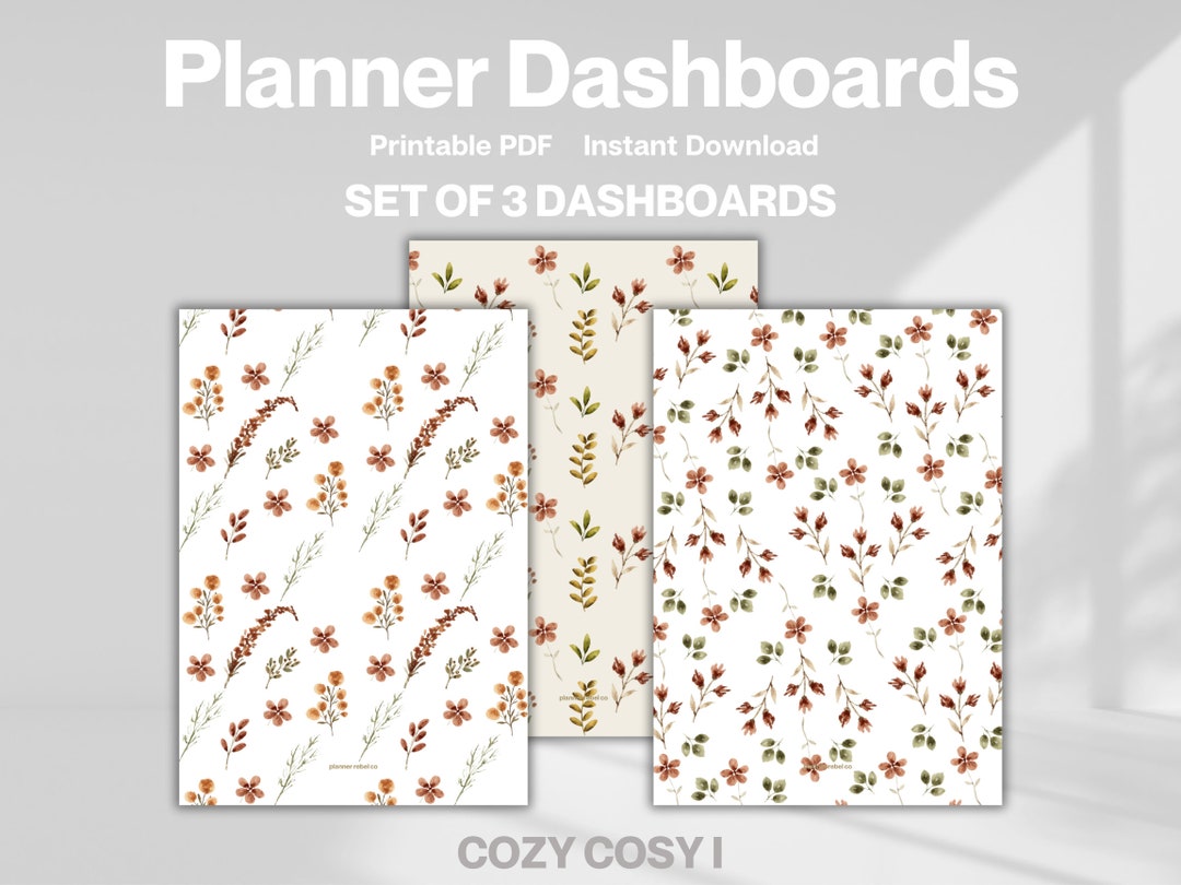 Pocket PLANNER DASHBOARD Printable PDF Dashboard Set / Cozy - Etsy