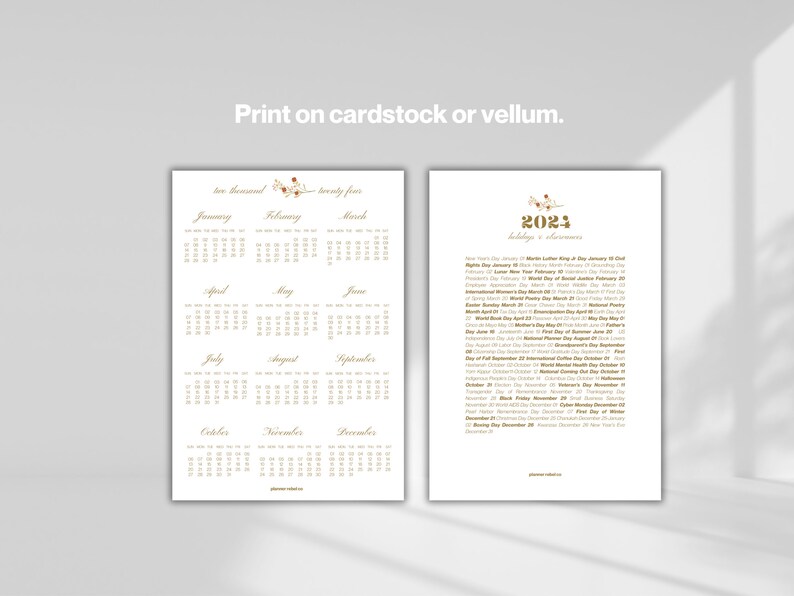 PERSONAL 2024 COZY Calendar Dashboard / Printable PDF / 4 Etsy UK