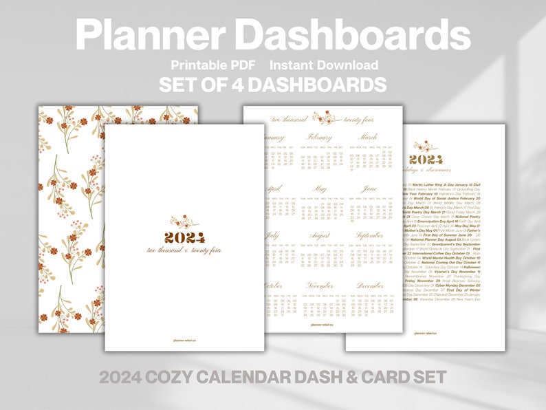 PERSONAL 2024 COZY Calendar Dashboard / Printable PDF / 4 Etsy UK