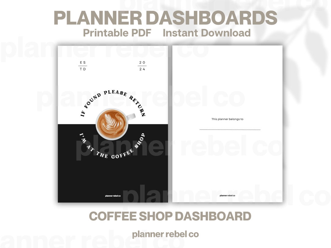 A5 DASHBOARD Coffee Shop This Planner Belongs to Cute Quote - Etsy