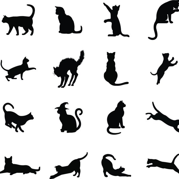 Chat noir clipart animaux animaux clipart chat chatons coupe fichiers pour chat Silhouette journaux et Scrapbooking vecteur clipart téléchargement instantané