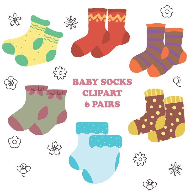 Baby Socks Clipart - Etsy