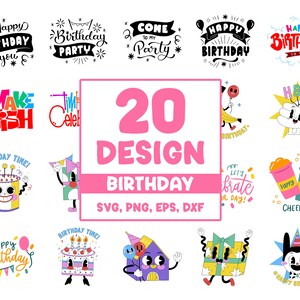 Happy birthday svg bundle hand lettered | birthday svg | birthday party svg | birthday cake svg | birthday party svg png | birthday clipart