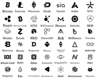 cryptocurrencies, digital currency, bitcoin, Ethereum, doge , crypto icons , cryptocurrency logo , printable vectors in svg pdf png and eps