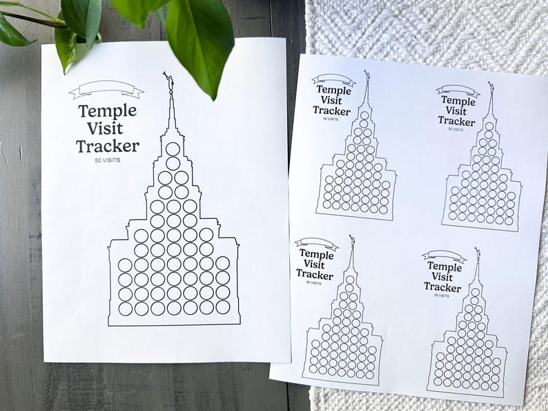 Temple Chart - 50 Visits + Minis - Etsy