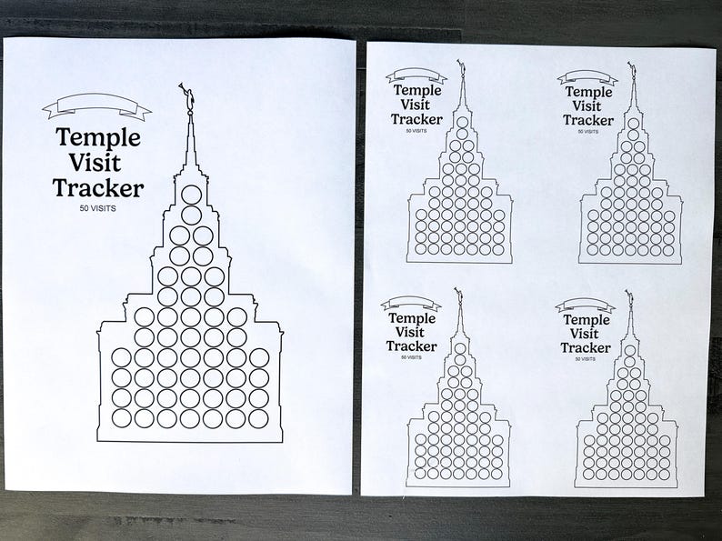 Temple Chart - 50 Visits + Minis - Etsy