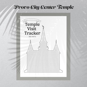 Peut inclure: Un suivi de visites au temple imprimable en noir et blanc avec un dessin au trait du temple de Provo City Center. Le suivi comporte 500 cercles à colorier, représentant les visites au temple.