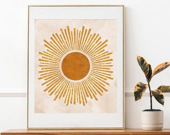 Impresión Boho Sun: Arte moderno de mediados de siglo (Descarga instantánea)