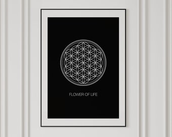 Flower Of Life Wall Art, Sacred Geometry Wall Art, Flower Of Life Art Poster, Sacred Geometry Print, Instant Download, Manifestation Print.