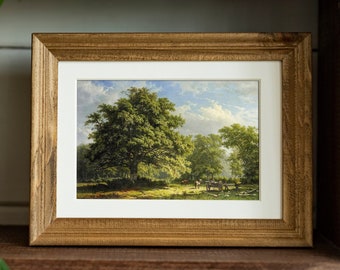 Vintage Lanscape Painting, Vintage Forest Print, Forest Painting, Meadow Painting, Country Landscape, Landscape Wall Art, Vintage Home Decor