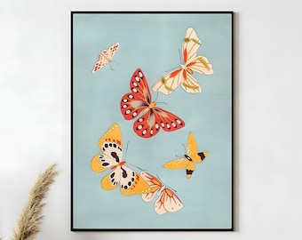 Butterfly Wall Art | Vintage Wall Art | Vintage Butterfly Print | Japanese Wall Art | Eclectic Wall Art | Vintage Butterfly Print