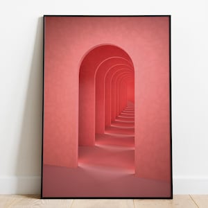 Pink Surreal Abstract Wall Art, Modern Minimalist Digital Print, Dreamy Pastel Printable Poster for Bedroom or Living Room Decor, Trendy Art