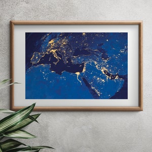Impression carte du monde, grande carte du monde, impression de nuit de la terre, impression de la NASA, art mural carte du monde, carte du monde imprimable, art mural imprimable paysage