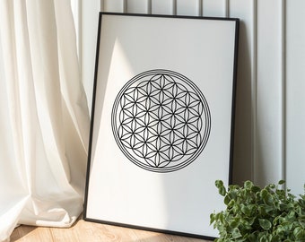 Flower of Life Wall Art Print | Sacred Geometry Print | Spiritual Art Decor | Geometric Wall Art | Mandala Wall Art | Yoga Wall Decor