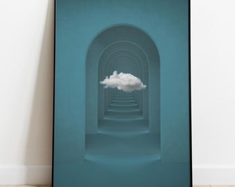Abstract Wall Art | Surreal Wall Art | Blue Wall Art | Cloud Print | Surreal Art Print | Surrealism | Minimalist Wall Art | Modern Wall Art
