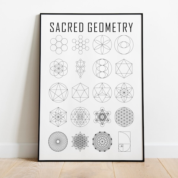 Sacred Geometry Print, Geometric Wall Art, Yoga Wall Art, Spiritual Poster, Yoga Studio Decor, Geometry Poster, Zen Wall Art, Ancient Symbol