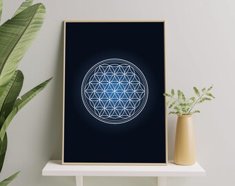 Flower Of Life Wall Art | Sacred Geometry Wall Art | Flower Of Life Print | Sacred Geometry Printable | Mandala Print | Manifestation Print