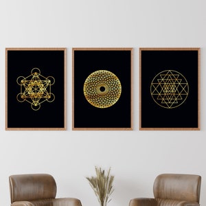 Sacred Geometry Wall Art Set, Printable Wall Art Set of 3, Metatron ...