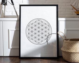 Flower of Life Wall Art | Sacred Geometry Wall Art | Flower of Life Print | Sacred Geometry Print | Spiritual Art Decor | Mandala Wall Art