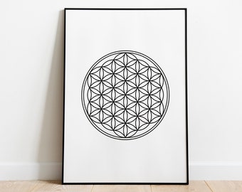 Flower of Life Wall Art | Sacred Geometry Wall Art | Flower of Life Print | Spiritual Art Decor | Geometric Shapes Decor | Mandala Wall Art
